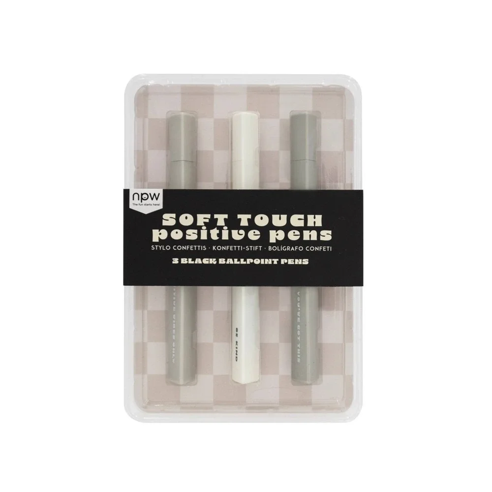 NPW Soft Touch Positive Pens 3 Pack‎ Black Ink Ballpoint Motivational